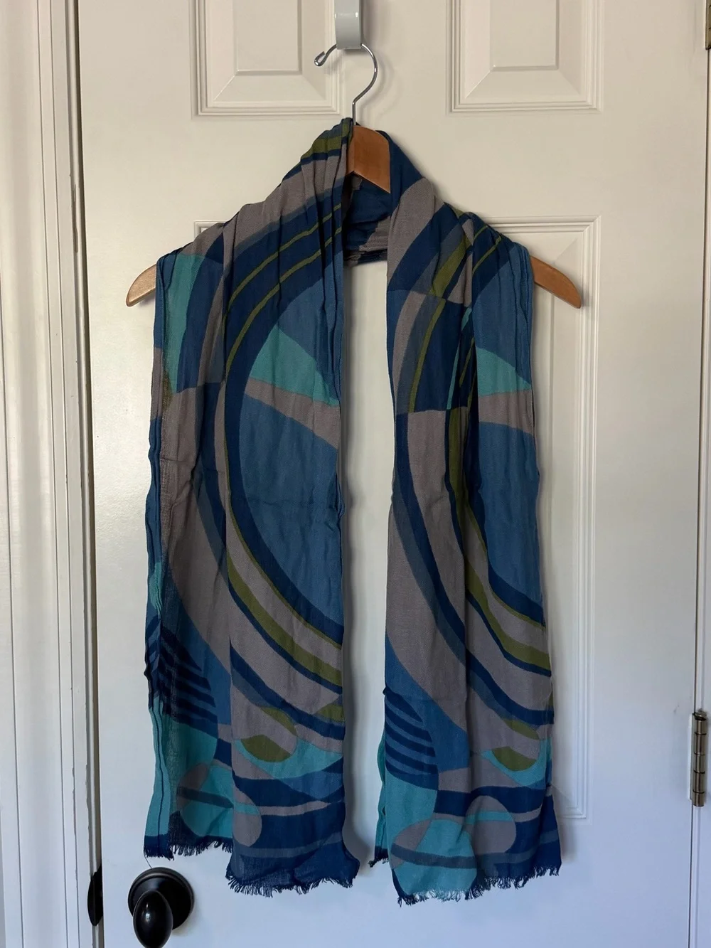 Blue and Teal Geometric Lightweight Scarf